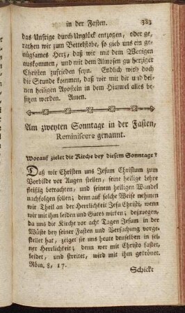 Am zweyten Sonntage in der Fasten, Reminiscere genannt.