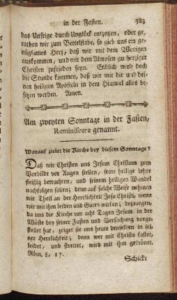 Am zweyten Sonntage in der Fasten, Reminiscere genannt.