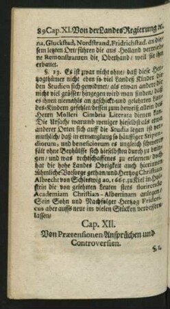 Cap. XII. Von Praetensionen Ansprüchen und Controversien.