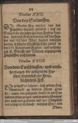 Titulus XXII. Von den Seelmessen