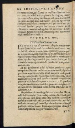Titulus XVI. De Peculio Clericorum.
