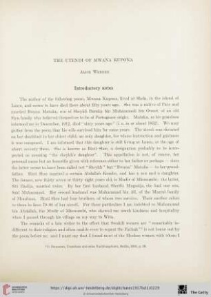 The Utendi of Mwana Kupona