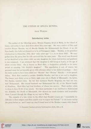 The Utendi of Mwana Kupona