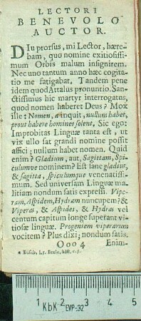 Lectori Benevolo Auctor.