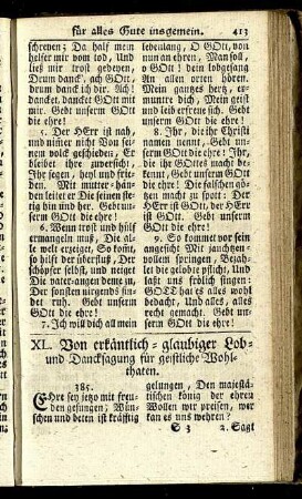 XL. Von erkäntlich-glaubiger Lob- und Dancksagung für geistige Wohlthaten. - XLI. Von erkäntlich-glaubiger Dancksagung für leibliche Wohlthaten.