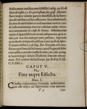 Caput V. De Fine atque Effectu.