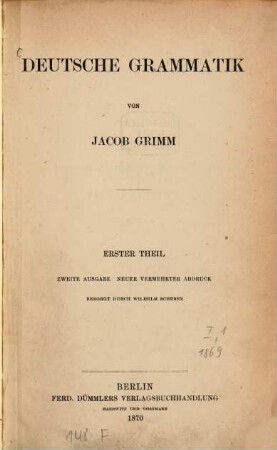 Deutsche Grammatik, 1