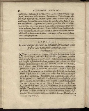Caput XI In aliis quoque moribus ac institutis [...]