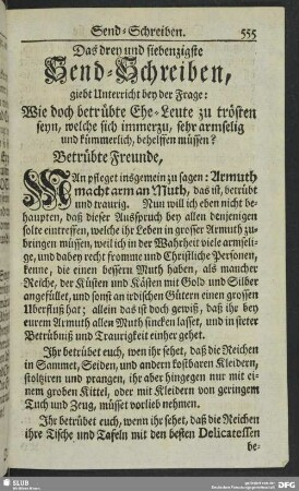 Das drey und siebenzigste Send-Schreiben