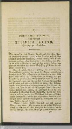 2. Seiner Königlichen Hoheit dem Prinzen Friedrich August, Herzog zu Sachsen
