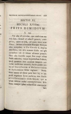 Sectio XI. Seculi XVIImi Prius Dimidium