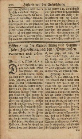 Historie von der Auferstehung und Himmelfahrt Jesu Christi, nach den 4 Evangelisten.