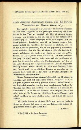 Ueber Euryomia Amouriensis Thoms. und die übrigen Verwandten der Cetonia aurata L.