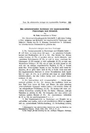 Ein selbstbewusster Anhänger der experimentellen Psychologie und Didaktik