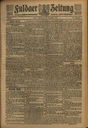 Erste Ausgabe vom Freitag, den 19. November 1909.