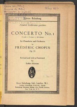 Concerto No. 1 : E moll, E minor, Mi mineur : for pianoforte and orchestra : op. 11