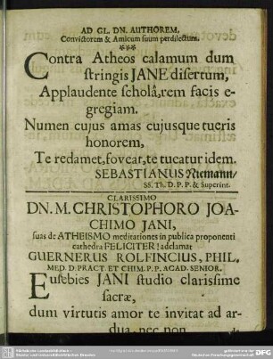 Convictorem & Amicum suum perdilectum