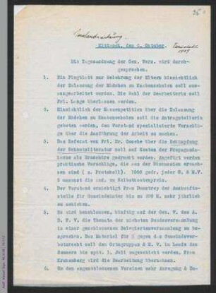 Protokoll Vorstandssitzung Oktober 1909