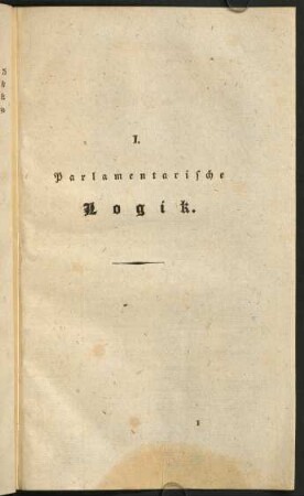 I. Parlamentarische Logik
