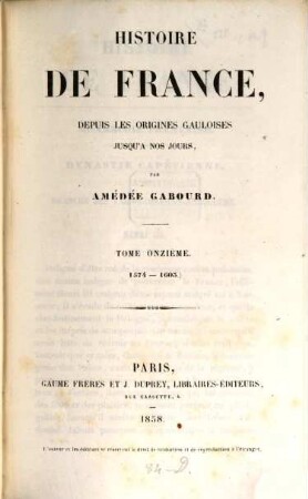 Histoire de France, depuis les origines gauloises jusqu'à nos jours, 11