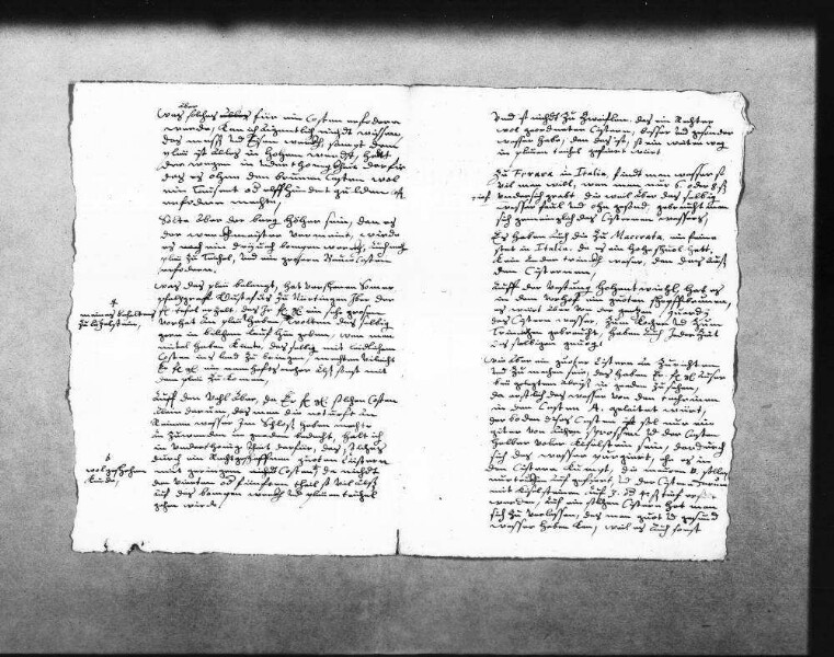 Entwurf für ein Schreiben an den Herzog zum Kostenvoranschlag von Kilian Kesenbrot für den Bau einer "Wasserkunst", Bedarf an Blei (für Teichel) könnte von Pfalzgraf (Georg) Gustav (von der Pfalz-Veldenz) gedeckt werden, Gegenvorschlag Schickhardts, eine Zisterne anzulegen, mit den Beispielen Ferrara, Macerata und Festung Hohentwiel, Verweis auf einen (nicht überlieferten) Plan ("abriß") zur Zisterne und Erklärung der darauf befindlichen Buchstaben (Folio Doppelblatt)