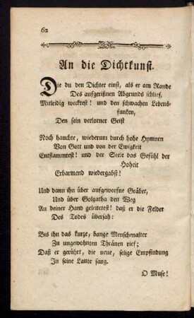 An die Dichtkunst