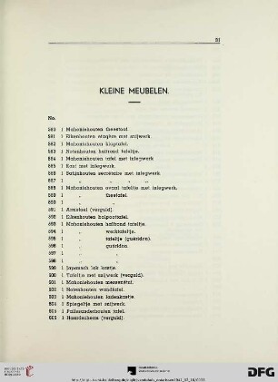 Kleine meubelen (Nr. 580-691)