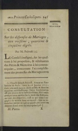 [XVI. Memoire.] Consultation