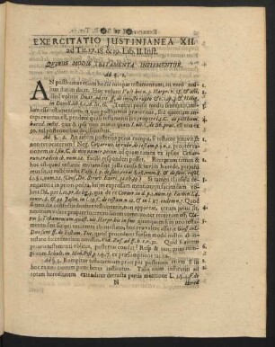 Exercitatio Iustinianea XII. ad Tit. 17. 18. & 19. Lib. II. Inst.