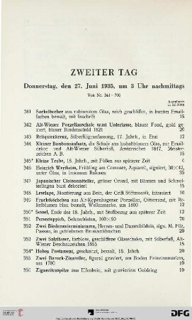 Zweiter Tag: Donnerstag: den 27. Juni 1935, um 3 Uhr nachmittags (Nr. 341-700)
