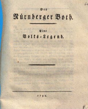 Der Nürnberger Both : Eine Volks-Legend