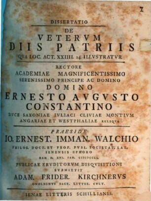 Dissertatio De Vetervm Diis Patriis : Qva Loc. Act. XXIIII. 14. Illvstratvr