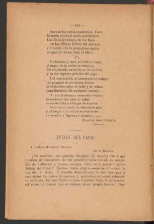Julián del Casal : A Enrique Hernández Miyares.