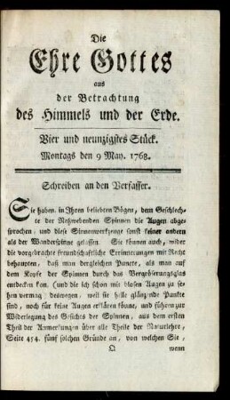 Vier und neunzigstes Stück. Montags den 9 May. 1768