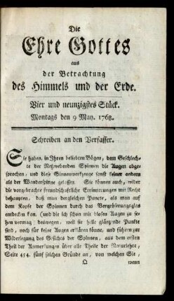 Vier und neunzigstes Stück. Montags den 9 May. 1768