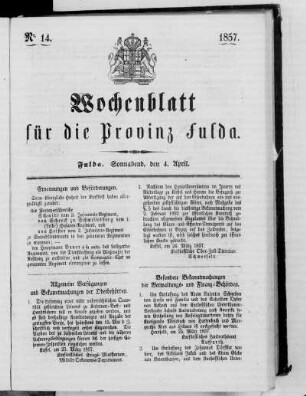 Nr. 14, Ausgabe vom 4. April 1857