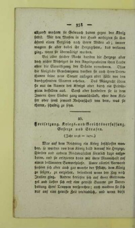 36. Fortsetzung. Kriegs- und Gerichtsverfassung. Gesetze und Strafen. (Jahr 1138 - 1272.)