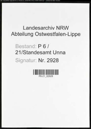 Sterberegister Standesamt Unna