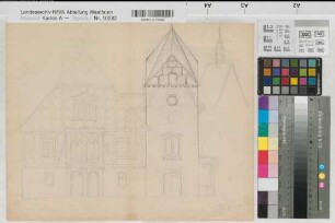 Brunskappel (Olsberg) Gut Wildenberg Ansicht des Wohnhauses mit Turm 1850 o.M. 22,5 x 41 Bleistiftskizze Gutsarchiv Wildenberg III E Nr. 5a, Dep.