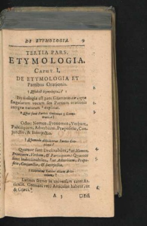 Tertia Pars. Etymologia.