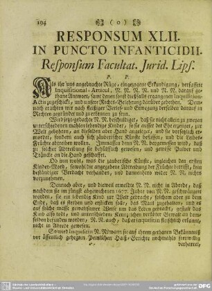 Responsum XLII. In Puncto Infanticidii