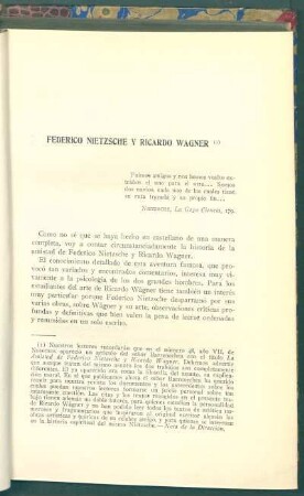 Federico Nietzsche y Ricardo Wagner