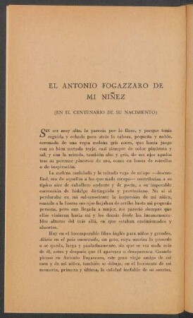 El Antonio Fogazzaro de mi niñez : (En el centenario de su nacimiento)