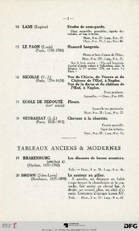 Tableaux anciens & modernes (Nr. 19-52)