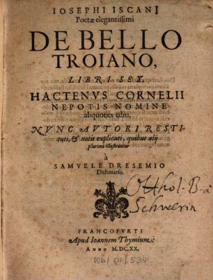 De bello Troiano libri sex