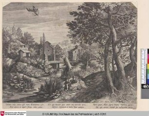 [Reiche Gebirgslandschaft mit einem Liebespaar, nach welchem der Tod zielt]