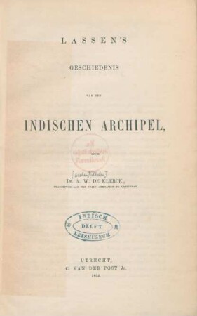 Lassen's Geschiedenis van den Indischen Archipel