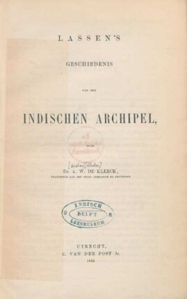 Lassen's Geschiedenis van den Indischen Archipel