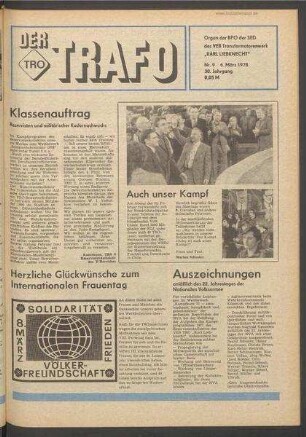 TRO-Betriebszeitung 'Der Trafo'; Nr. 9/1978 (6. März 1978)