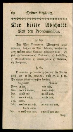 Der dritte Abschnitt. Von den Pronominibus.